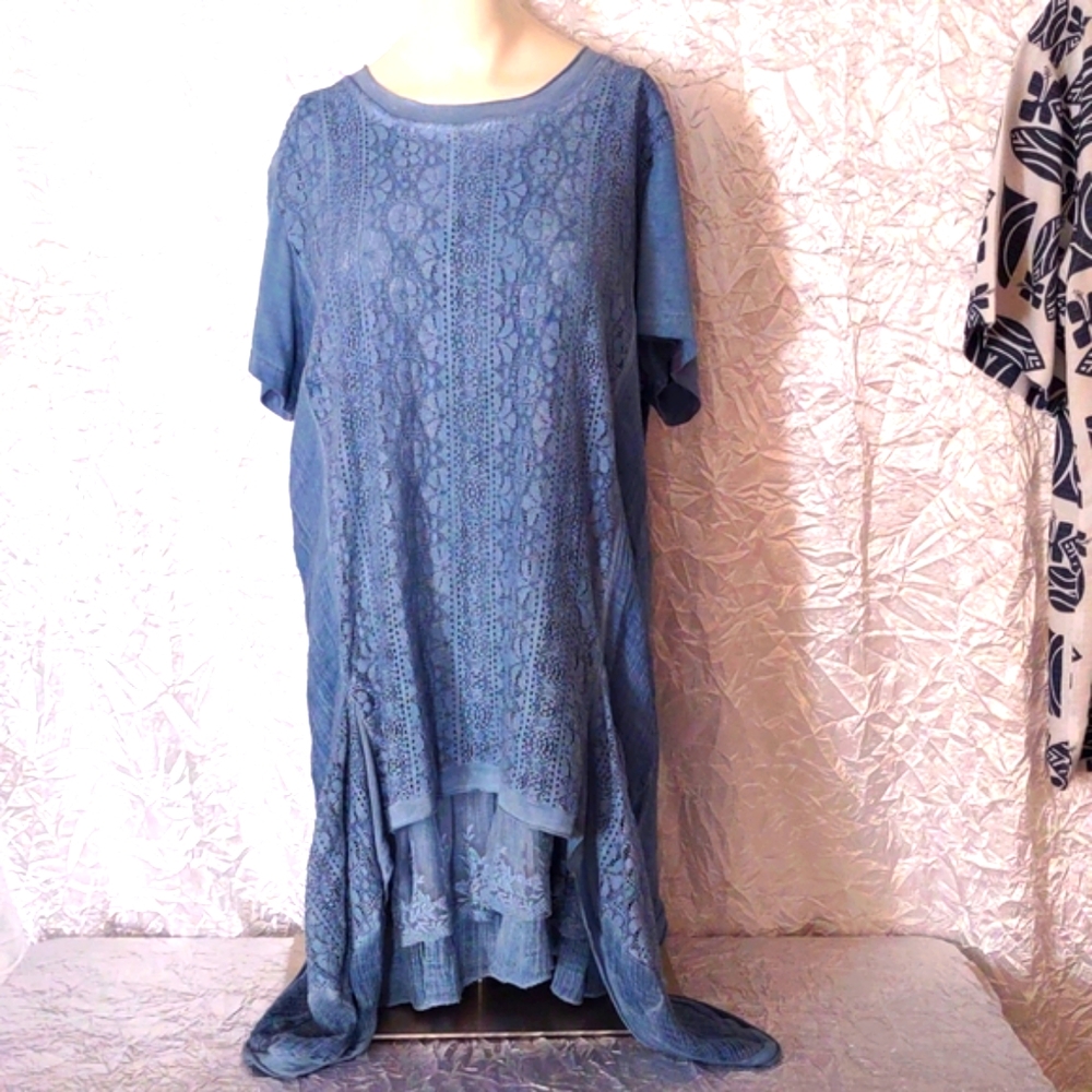 Simply Couture blue Lace side tail Tunic xxxl